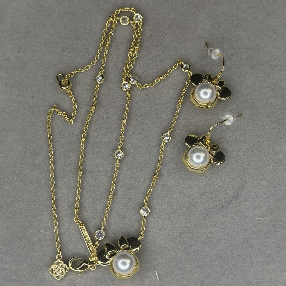 Disney | Kendra Scott Gold Minnie Mouse Earrings & Necklace Set New w Dust Pouch - Picture 8 of 10